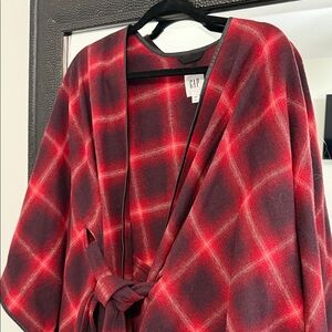 GAP Red and Black Plaid Kimono Wrap